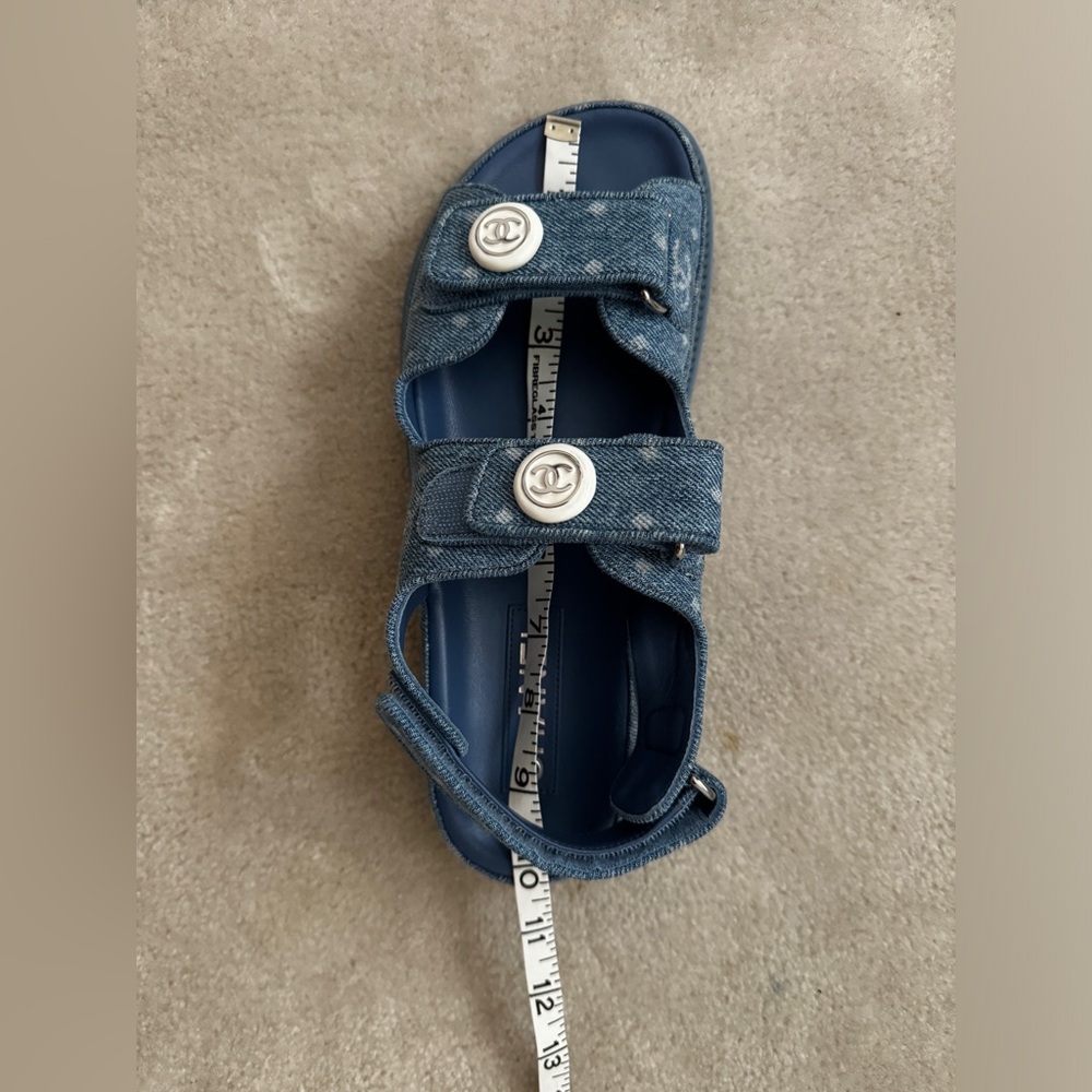 Chanel light blue denim beach dad sandals with CC logos NWB 38.5 - Picture 14 of 16